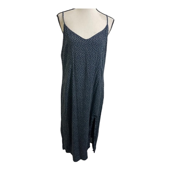Abercrombie & Fitch womens midi long dress V neck polk dot side sip. Size XLP - Picture 9 of 10
